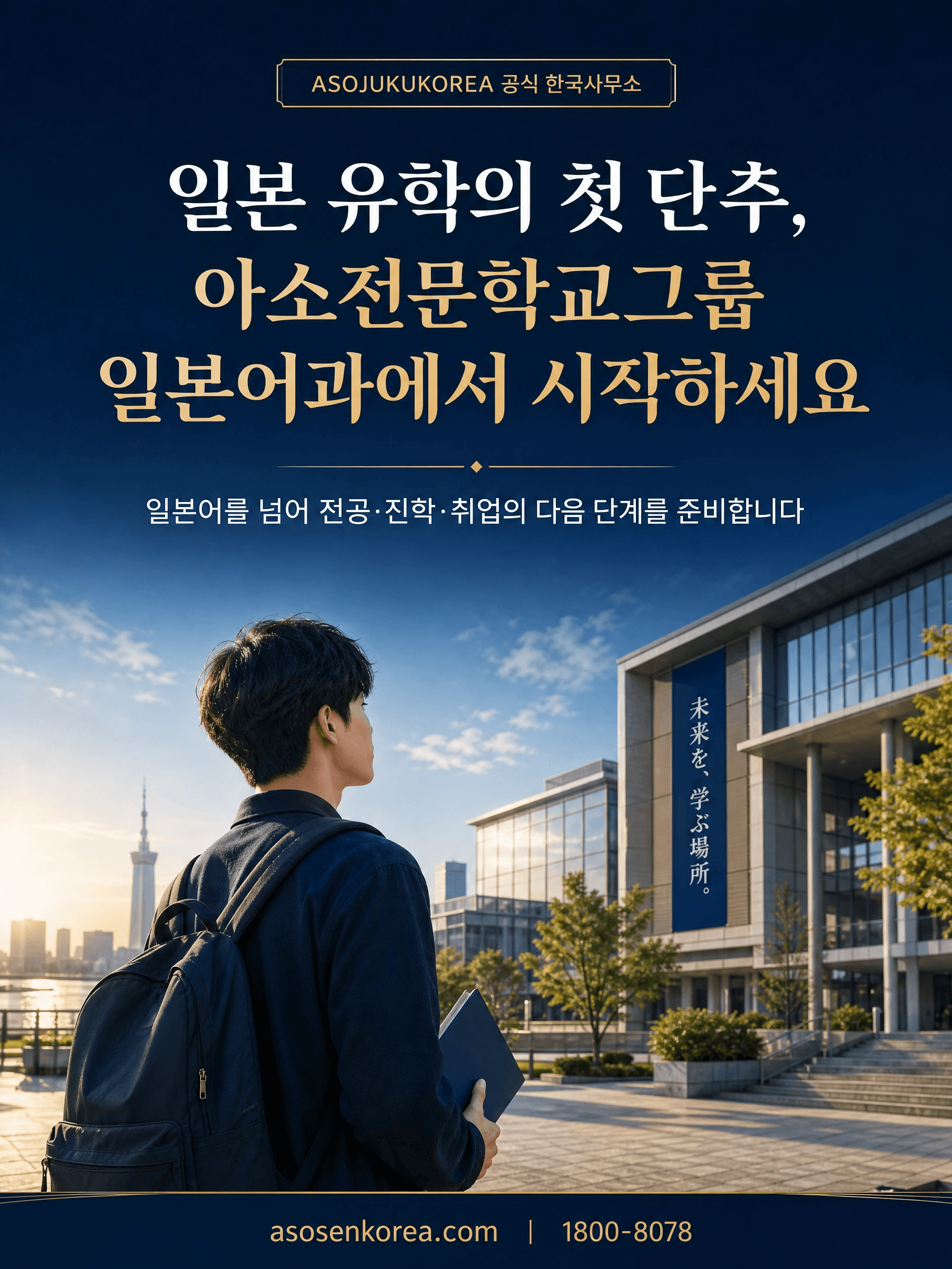 일본 유학의 첫 단추, 아소전문학교그룹 일본어과에서 시작하세요