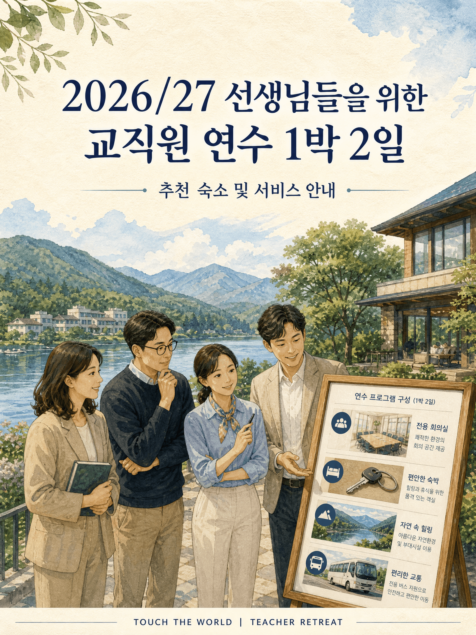 2026/27 선생님들을 위한 교직원 연수 1박 2일 — 추천 숙소 및 서비스 안내